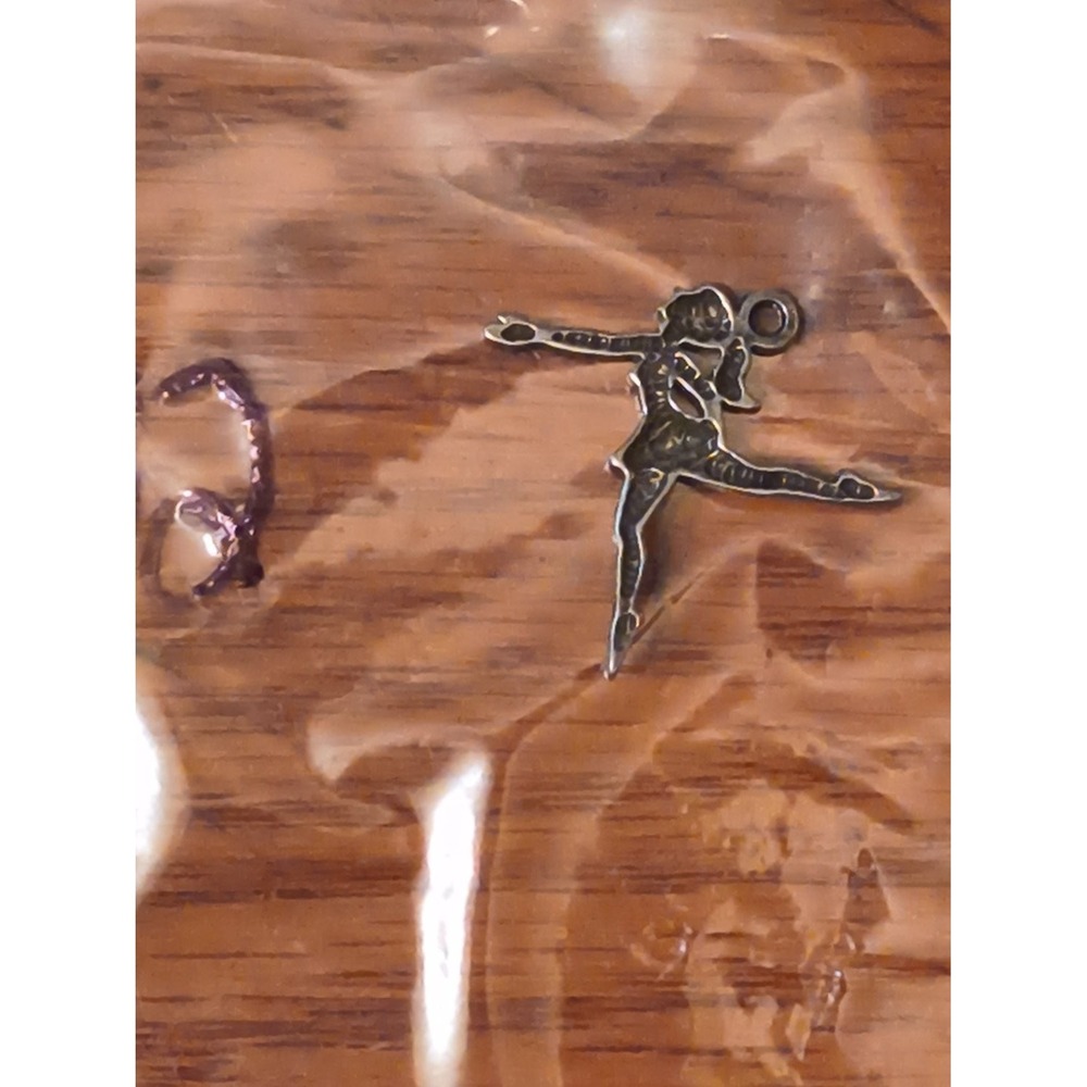 Vintage Ballerina Charm Pendant sterling silver Leaping Dancer Hollow 89 Mark - Picture 2 of 2